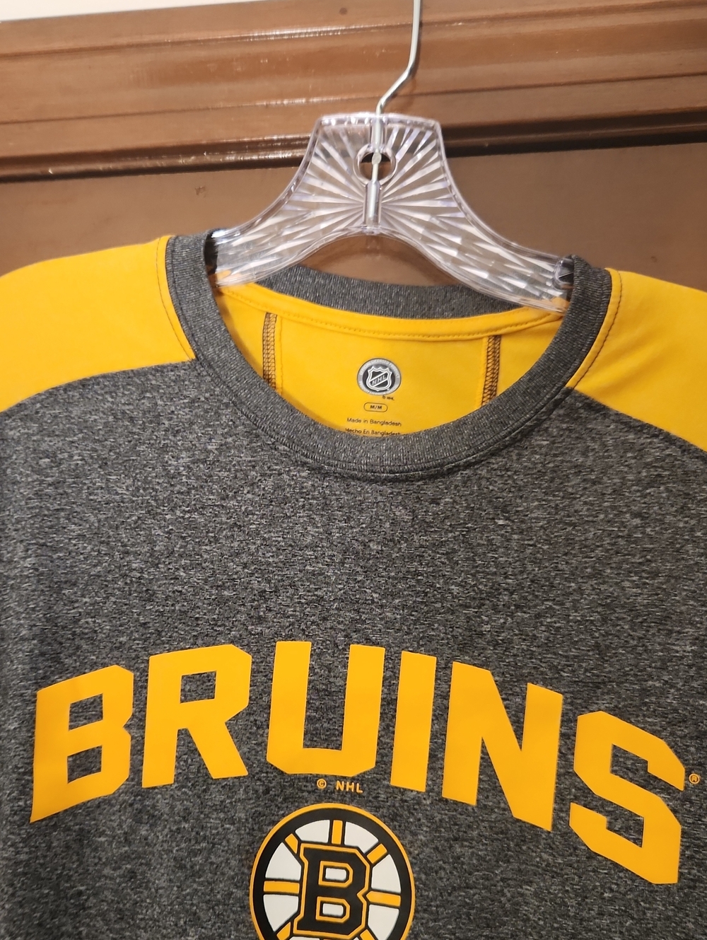 NHL Gray and Yellow Bruins Crewneck Sweatshirt